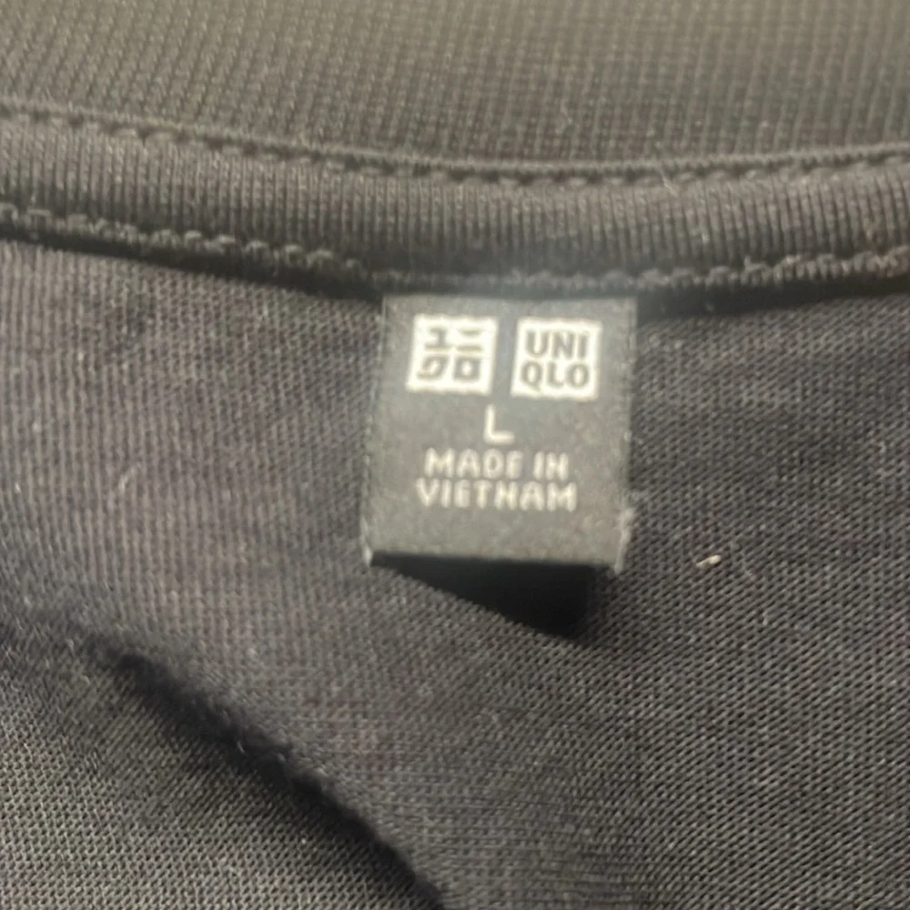 Uniqlo dress short sleeve pockets black 100% cotton midi women’s size L large - Picture 8 of 9
